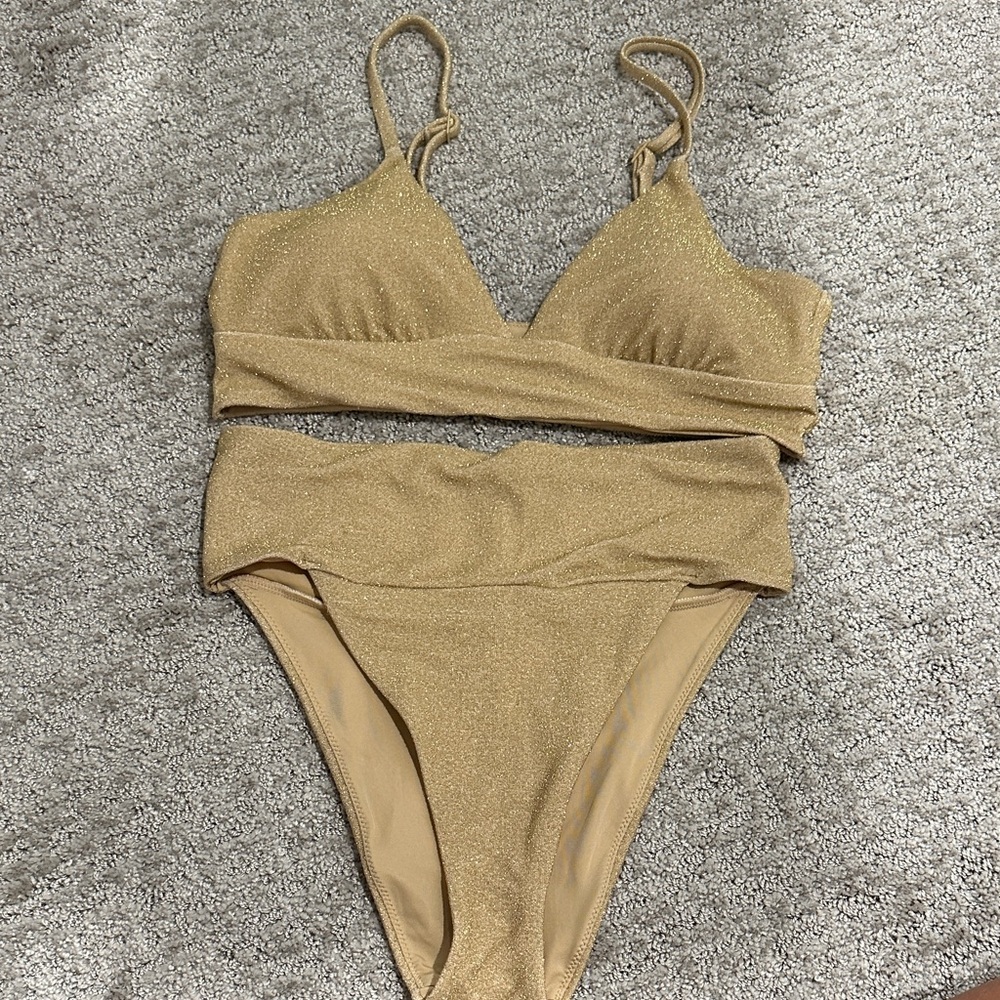 Aerie sparkle gold bikini